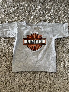 Harley-Davidson Gray Tee with Orange & Black Shield Logo